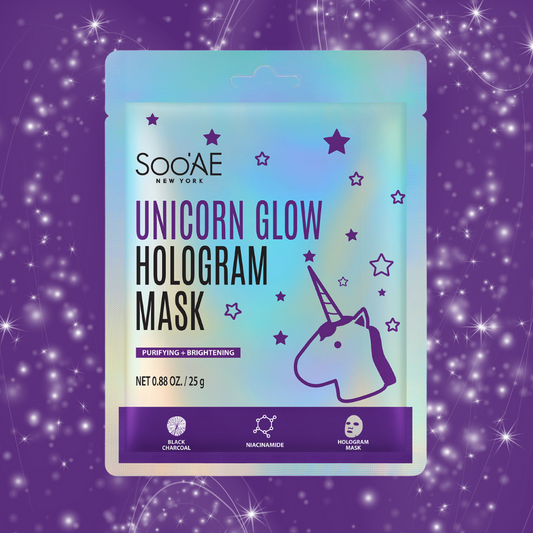 Masque En Feuille Hologramme Licorne Glow