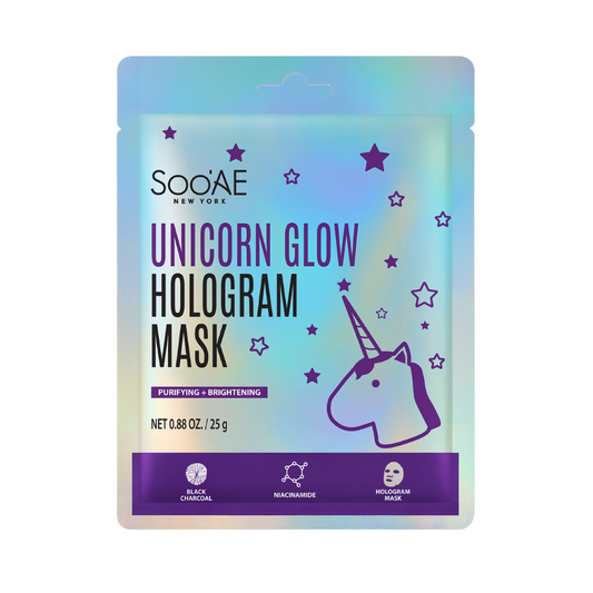 Masque En Feuille Hologramme Licorne Glow